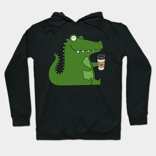 Kawaii Green Crocodile Coffee Addict Hoodie